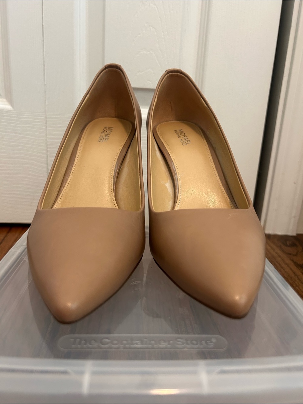 Michael Kors Beige Pointed-Toe Leather Pumps